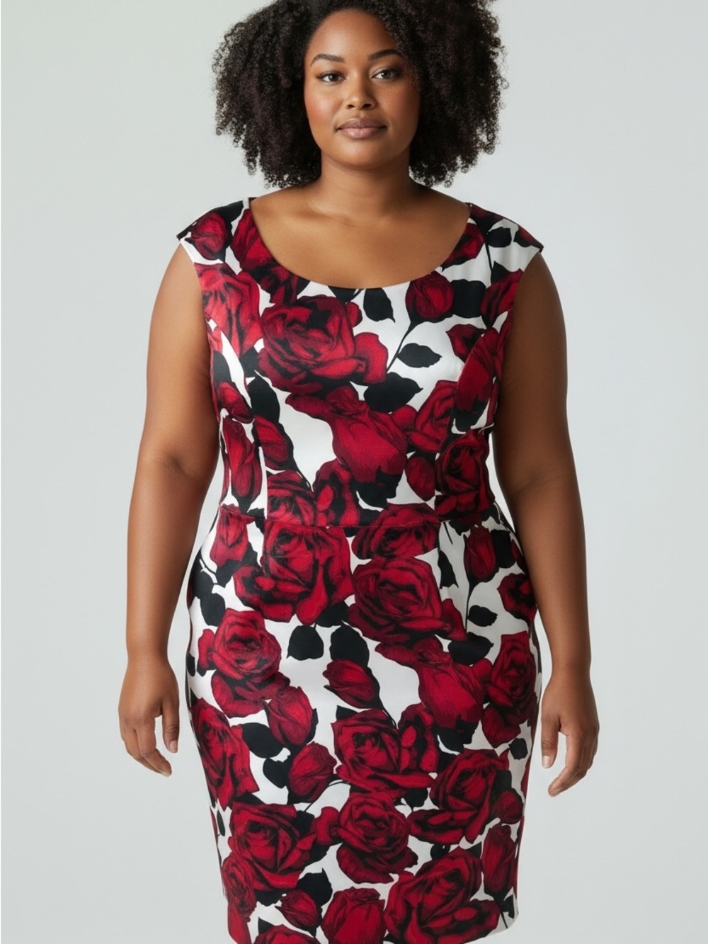 JOSEPH RIBKOFF women Red Rose Print Sheath Dress size 12